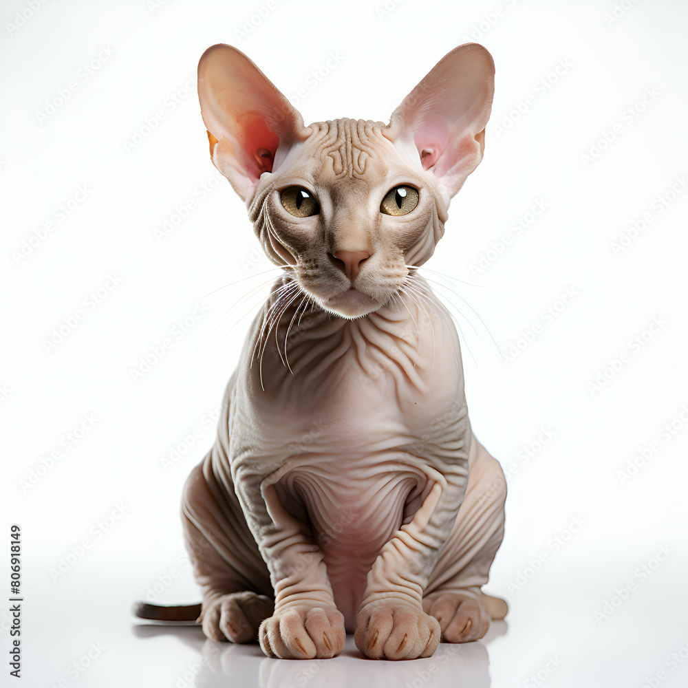 portrait of a Sphynx cat on white background