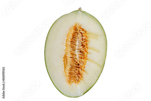 half of melon png, cut melon isolated on white transparent background.png