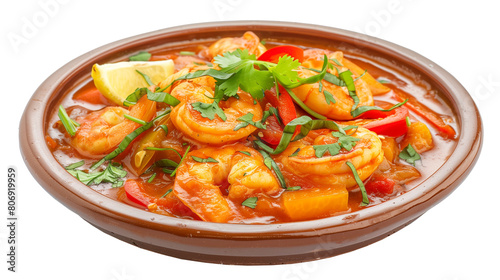 Delicious food. Moqueca isolated on white background