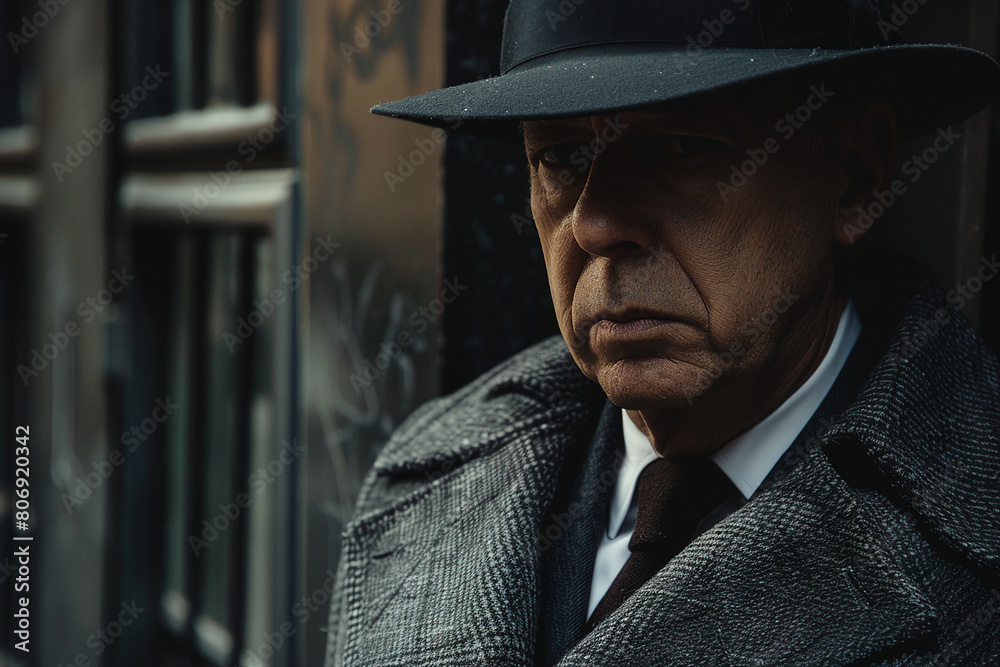 custom made wallpaper toronto digitalGenerative AI image of man in coat in city detective and mafia