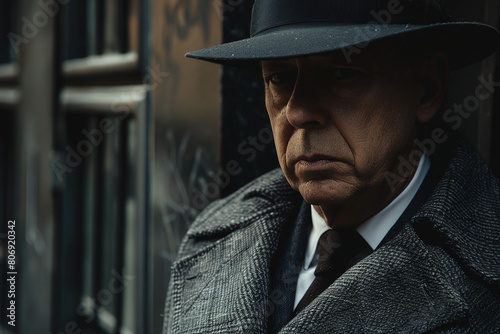 Wallpaper Mural Generative AI image of man in coat in city detective and mafia Torontodigital.ca