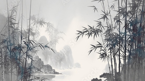 Chinese style landscape painting and ink painting