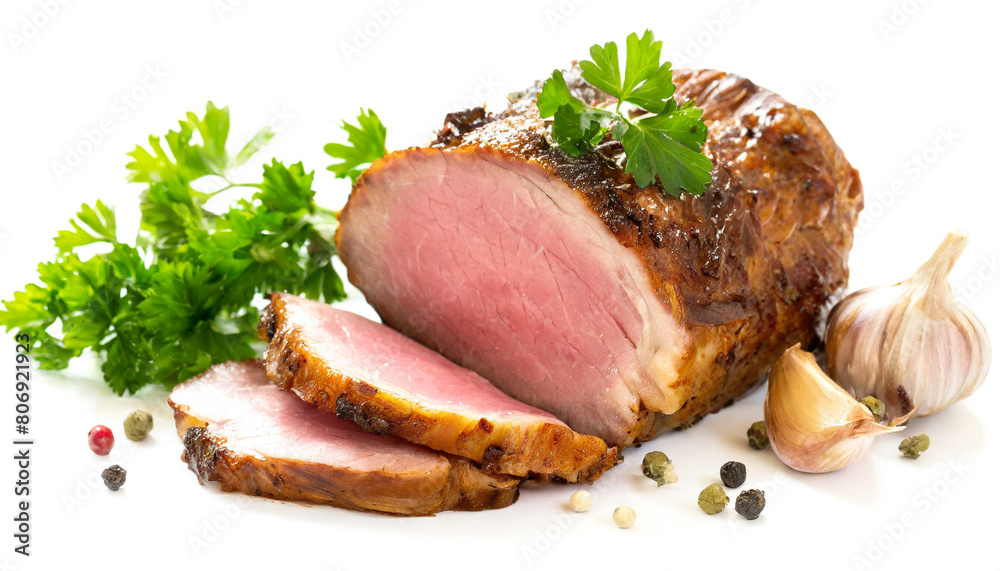 Kassler braten isoliert auf weißen Hintergrund, Freisteller Kassler braten isoliert auf weißen Hintergrund, Freisteller