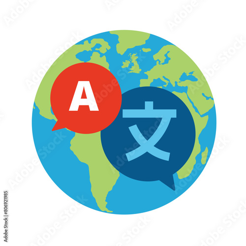 Online translator. Linguist. Flat vector illustration