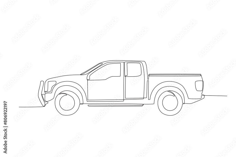 Single continuous line drawing of a Picup. Technological advances in transportation. Continuous line draw design graphic vector illustration.
