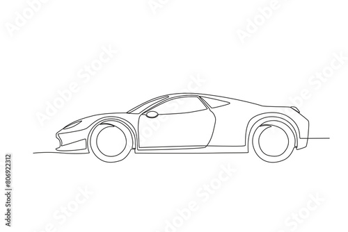 Single continuous line drawing of a Super Car. Technological advances in transportation. Continuous line draw design graphic vector illustration. 
