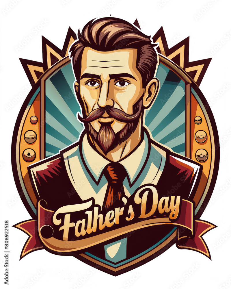 Obraz premium Happy Fathers Day, greeting with hand written lettering, background with writing on a background, Flat lay with men's accessories and happy father's day greeting lettering text