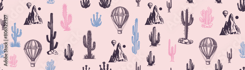 Cactus set hand drawn illustrations, vector   © Tatiana
