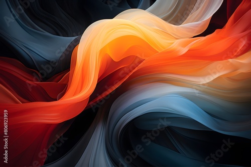 Abstract neon wallpaper. Glowing lines over black background. Light drawing trajectory, twisted ribbon. 