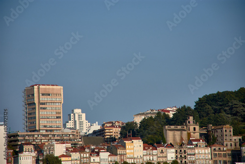 Vigo Town Hall building and the City of Justice building in Vigo, Pontevedra, Galicia, Spain