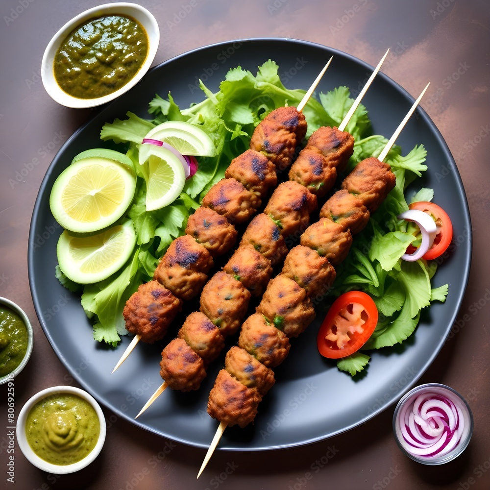 seekh kabab spicy with plate