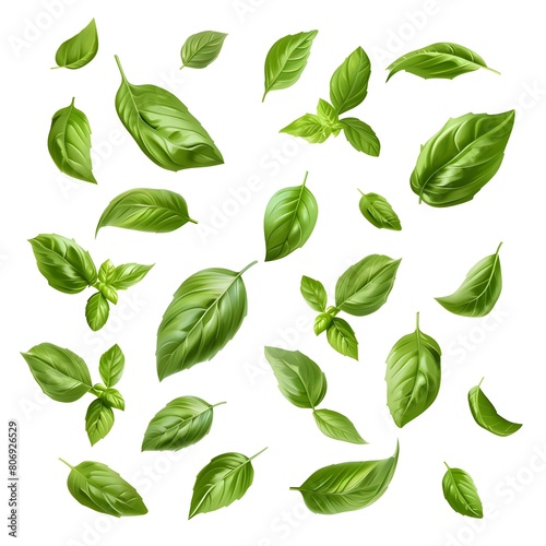 green leaves isolated on white Generative AI