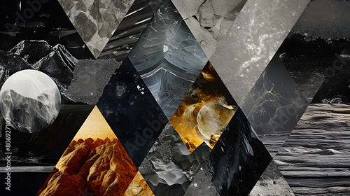 Digital retro abstract diorite collage decollagecore pattern graphics poster background