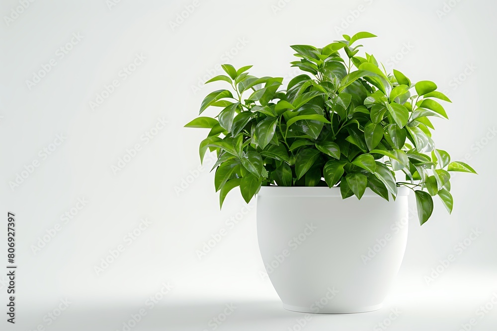 Fototapeta premium green houseplant in modern pot isolated on white background