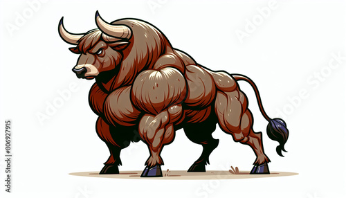 The impressive strength and robustness of the bull stand out in its firm posture.