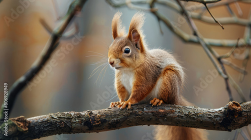 A Little squirrel sitting on a branch