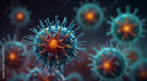 a close up of a virus