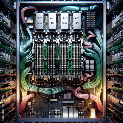Cutting-Edge HPC Cluster Node with High-End Xeon CPUs and Watercooled GPU Accelerators photo