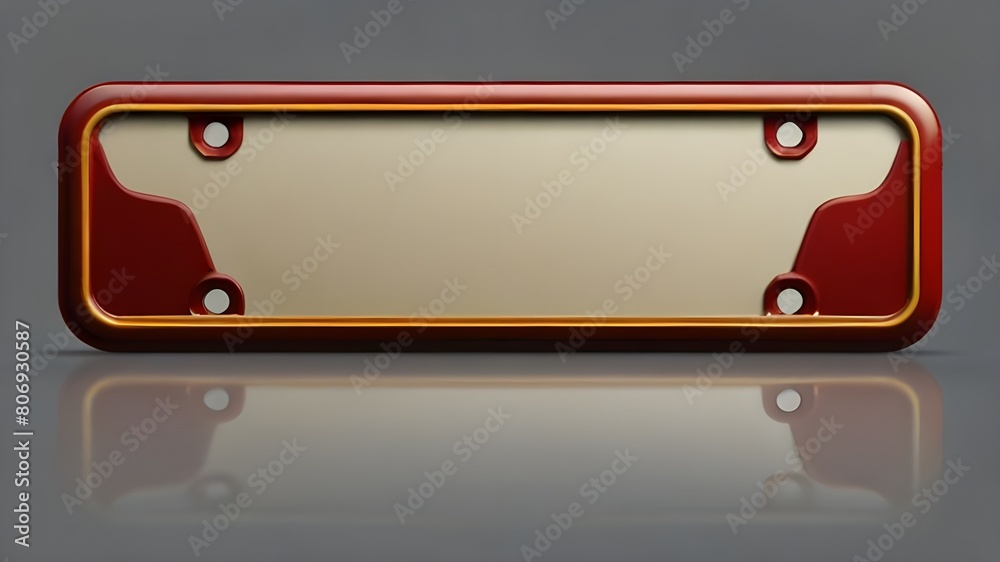 Retro car number plate template. Back side automobile, empty sign yellow color. red paint body car Generative AI Retro car number plate template. Back side automobile, empty sign yellow color. red paint body car Generative AI
