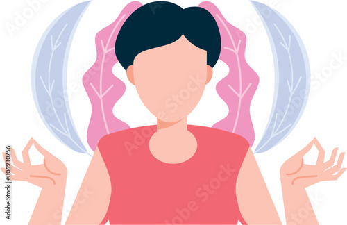 Girl doing yoga with hands.