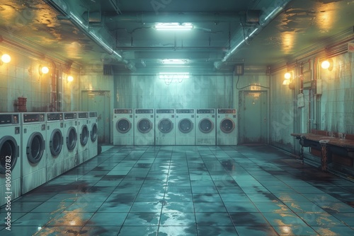 a laundromat filled with lots of washing machines and dryers