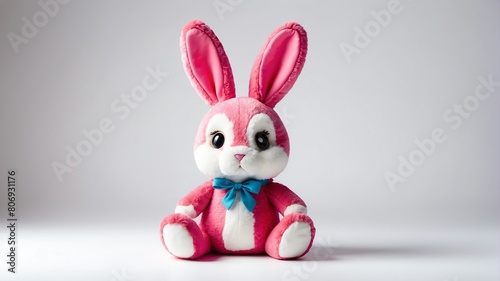 colorful rabbit plush doll stuffed toy studio portrait on plain white background from Generative AI
