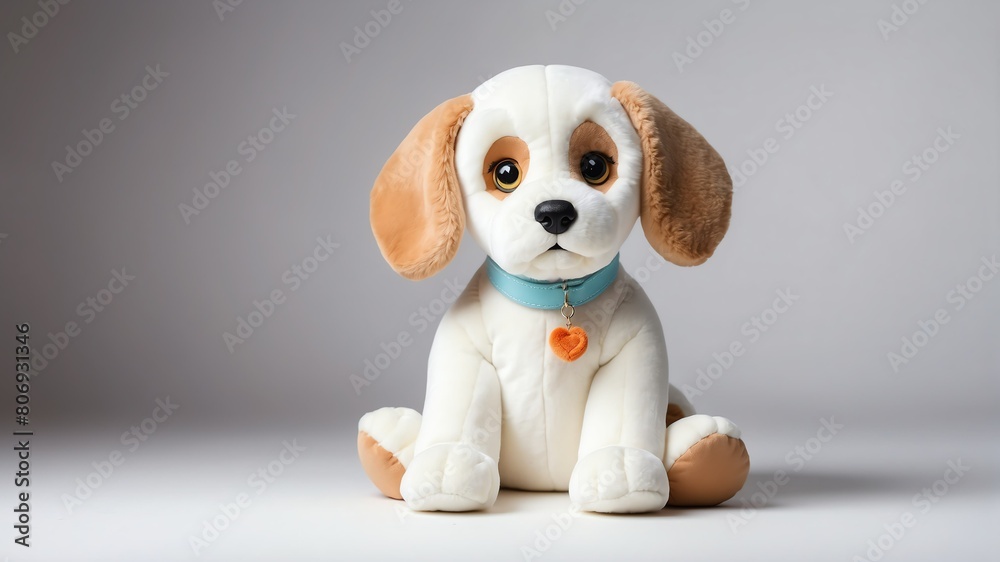 dog plush doll stuffed toy studio portrait on plain white background from Generative AI dog plush doll stuffed toy studio portrait on plain white background from Generative AI