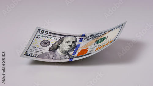 Single $100 Bill on Plain Background for Financial Concepts