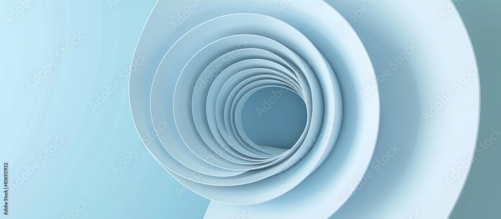 A white spiral tunnel made of paper, with a light blue background A white spiral tunnel made of paper, with a light blue background