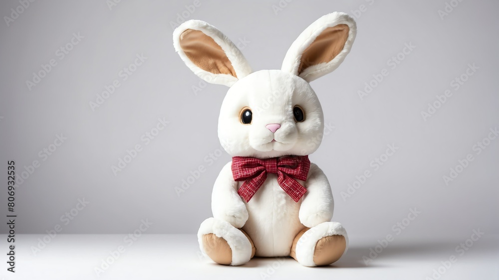 rabbit plush doll stuffed toy studio portrait on plain white background from Generative AI rabbit plush doll stuffed toy studio portrait on plain white background from Generative AI