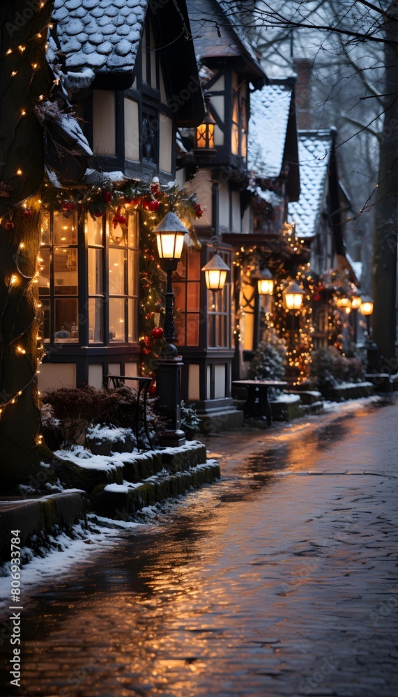 Beautiful Christmas street in the old town of Strasbourg, France