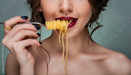 Frau isst Spagetti.. photo