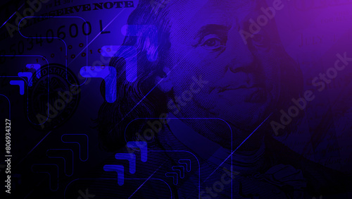 Modern Financial Background with $100 Bills and Statistics
