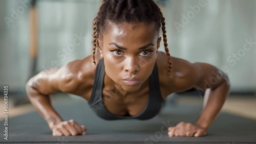 Woman doing push ups suitable for fitness content. Concept Push Up Variations, Women's Strength, Fitness Tips, Bodyweight Exercises, Workout Inspiration photo