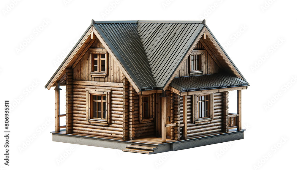 wooden house isolated on white background
