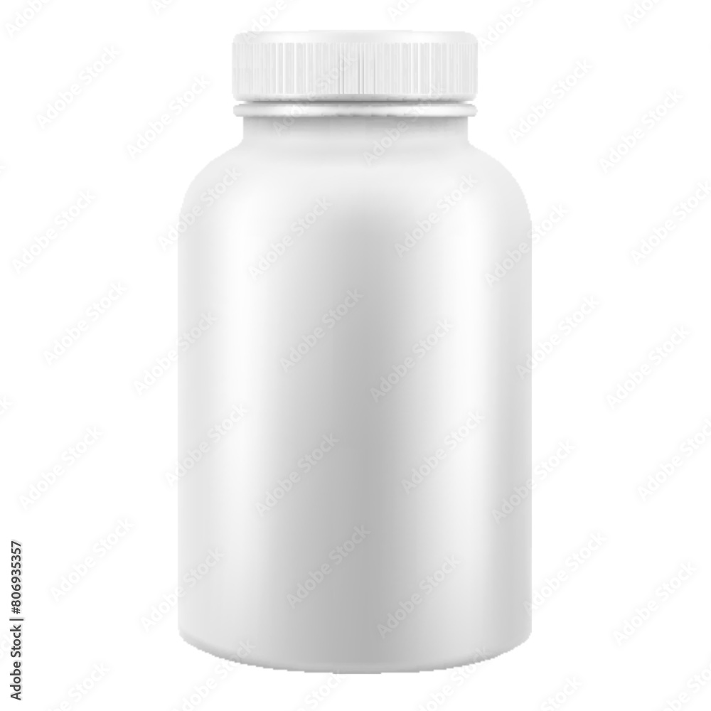 Opened and closed white plastic medical pill bottles, 3d realistic vector illustration. Mock Up Template set of medicine package for pills, capsule, drugs, isolated on white background Opened and closed white plastic medical pill bottles, 3d realistic vector illustration. Mock Up Template set of medicine package for pills, capsule, drugs, isolated on white background