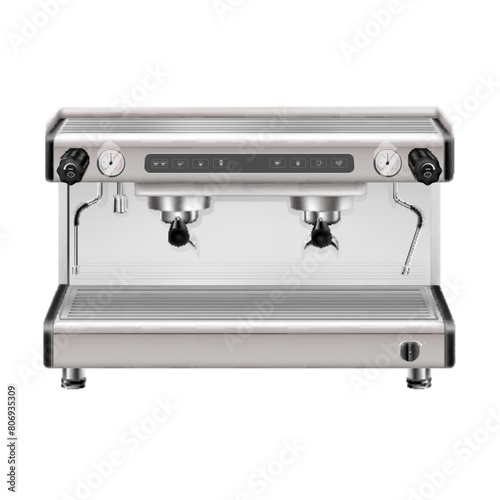 Professional Coffee machine isolated vector on white background. Realistic 3D design
