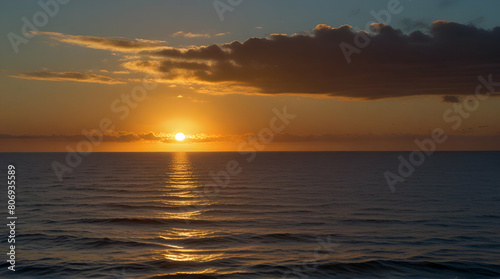 landscape - sunset on the coast, waves, horizon. top view ..Generative. Ai
