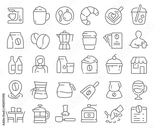 Coffee house line icons collection. Thin outline icons pack. Vector illustration eps10