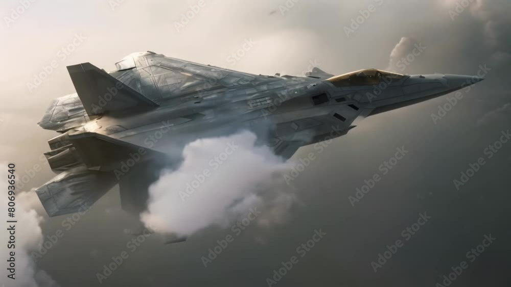 Advanced stealth fighter jet with angular design and composite