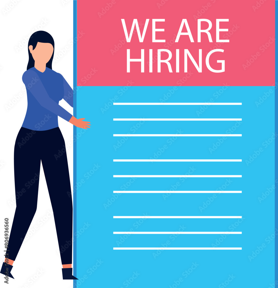 A girl is standing with a job document. A girl is standing with a job document.