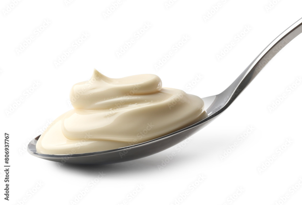 Natural yogurt in spoon isolated on white Natural yogurt in spoon isolated on white