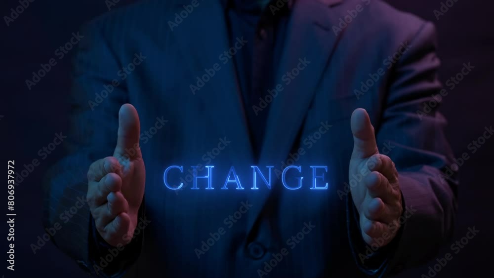 Personal development and career growth or change yourself. Success, strategy, solution, business and positive thinking concepts. Businessman changing word change to chance.