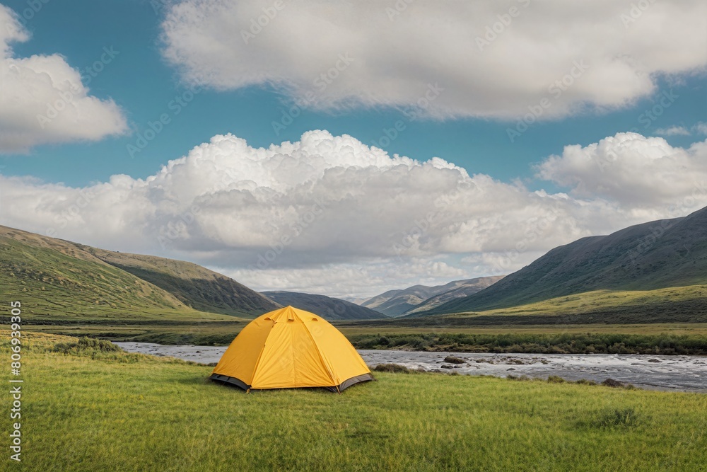 A tent set up on the grass outside A tent set up on the grass outside