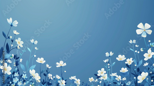 blue flowers and leaves illustration wallpaper © TY