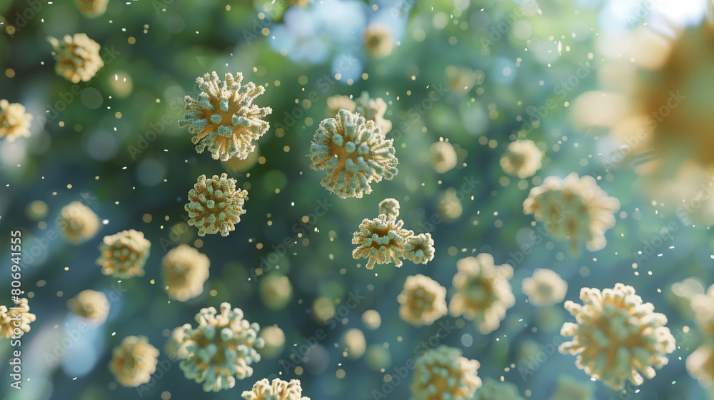 Naklejka premium Pollen allergy seasonal allergic , Airborne pollen grains