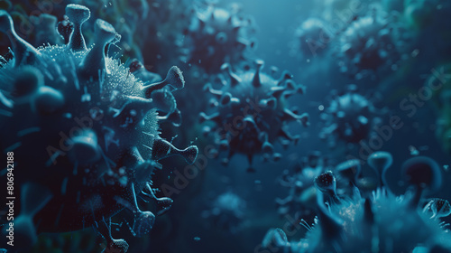 Virus abstract background. viral infection causing chronic disease. Hepatitis viruses, influenza virus H1N1, Flu photo