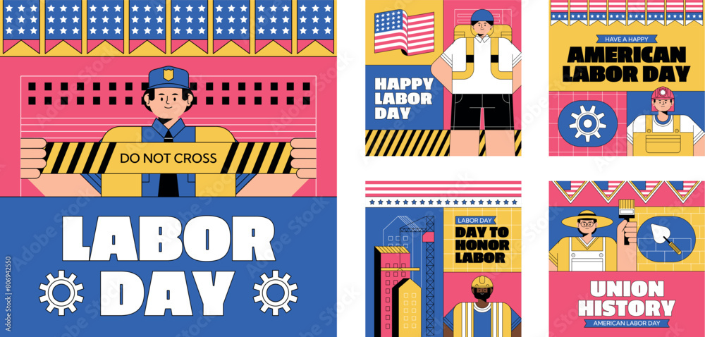 Instagram posts collection for usa labor day celebration