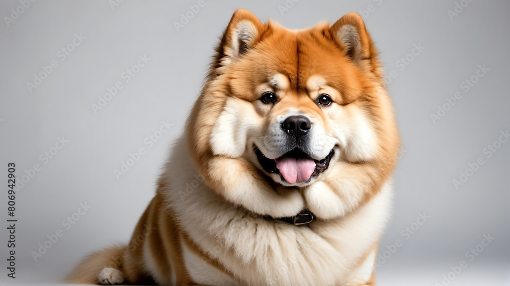 cute chowchow dog studio portrait on plain white background from Generative AI cute chowchow dog studio portrait on plain white background from Generative AI