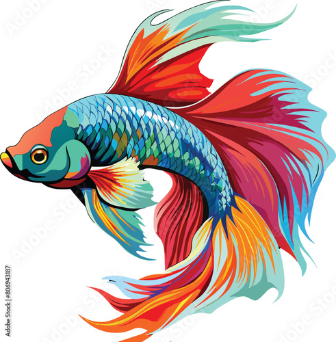 colorful fish vector illustration, Tropical fish vector cartoon vector art, 